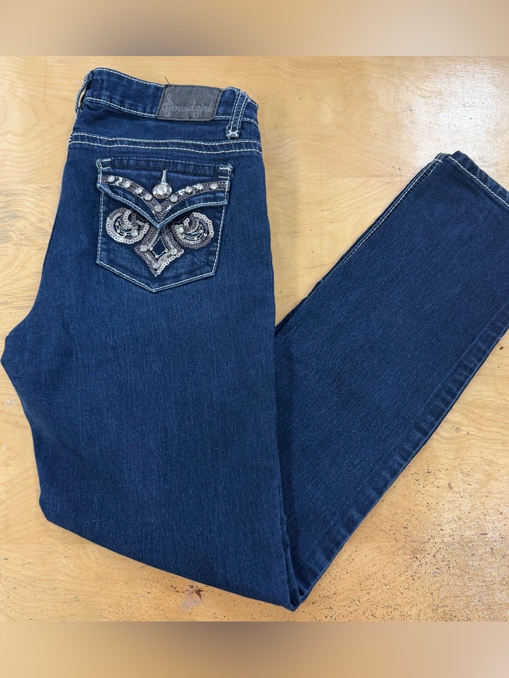 Soundgirl Dark Blue Skinny Jeans with Embellished Back Pocket